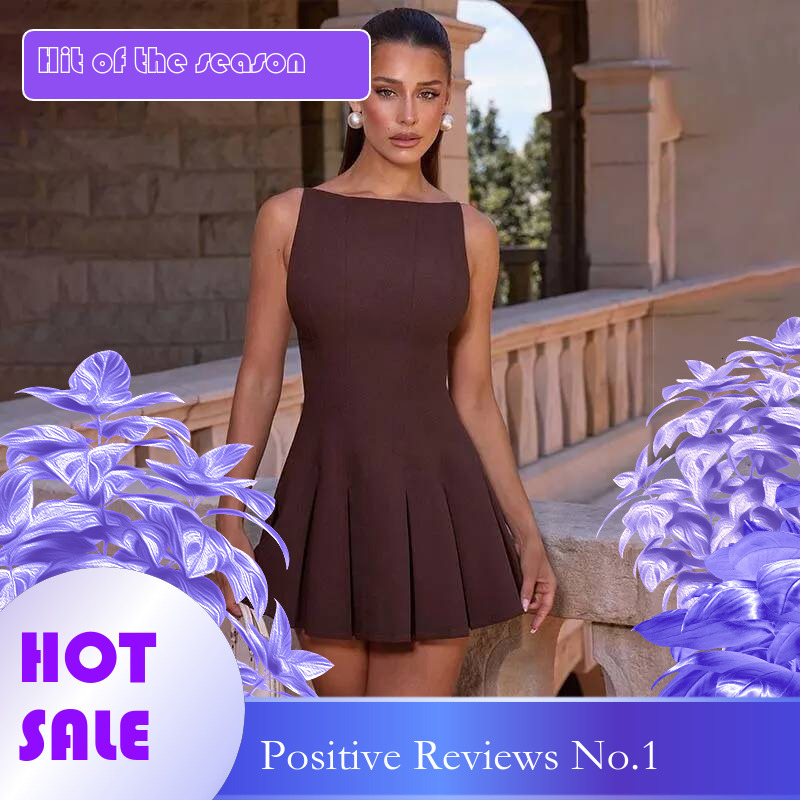 Dongdumaoyi Townlike Waist Wrap A Line Pleated Dress Women Mini Spring Summer Backless Nightclub Sexy Party Dresses