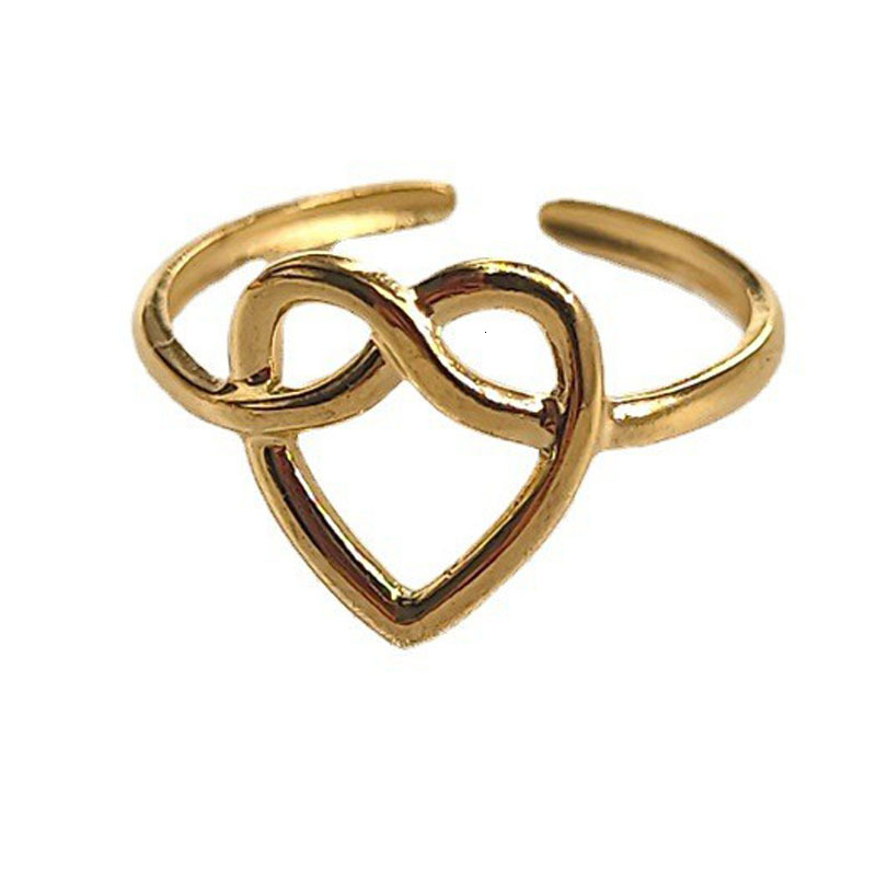 Top Source Design: Open Titanium Steel Knot Heart shaped Ring, Simple Ins Cold Wind Ring