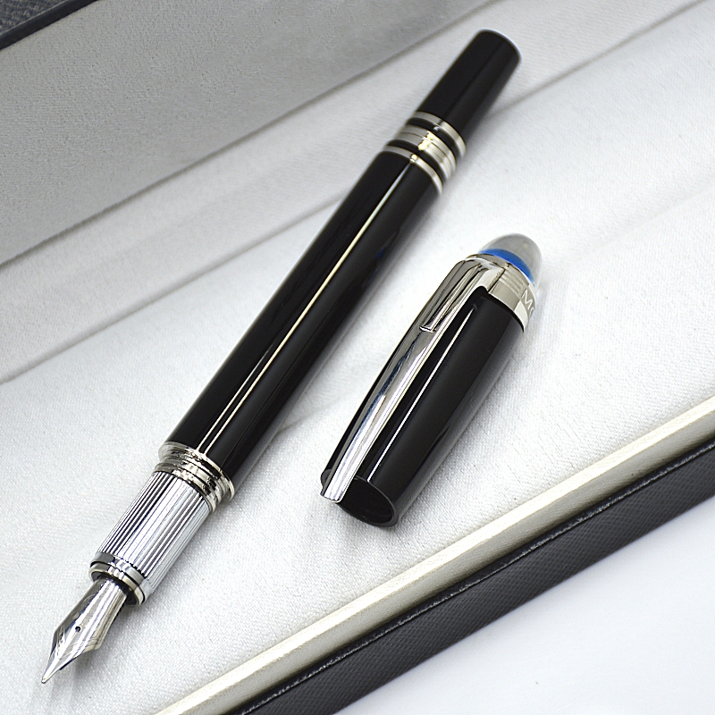 Special Edition Monte Black Resin Blue Crystal Star Rollerball Pen Ballpoint Pen Office School Writing Fountain Pens With Serial Number