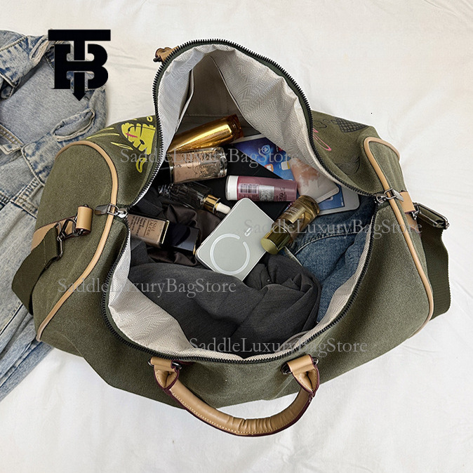 TB BHULAMTE Designer Luxury Colorful Graffiti Outdoor Travel Bag Fashion Large Capacity Shoulder Bag Cute Cartoon Fitness Yoga Bag Hand In Hand Bag