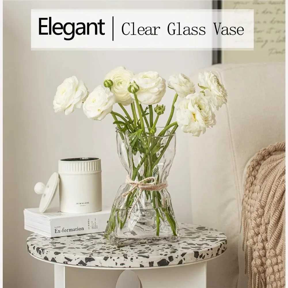 6 inch small glass vase irregular transparent vase suitable for center table interior table decoration modern art deco vase C251124