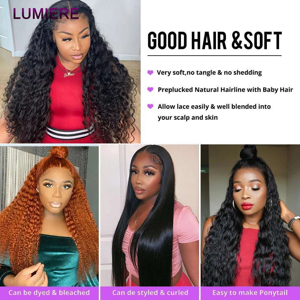 32 40 Inch Water Wave Peruvian Deep Hair Weave Bundles With Frontal HD Transparent Lace Closure And Bundle