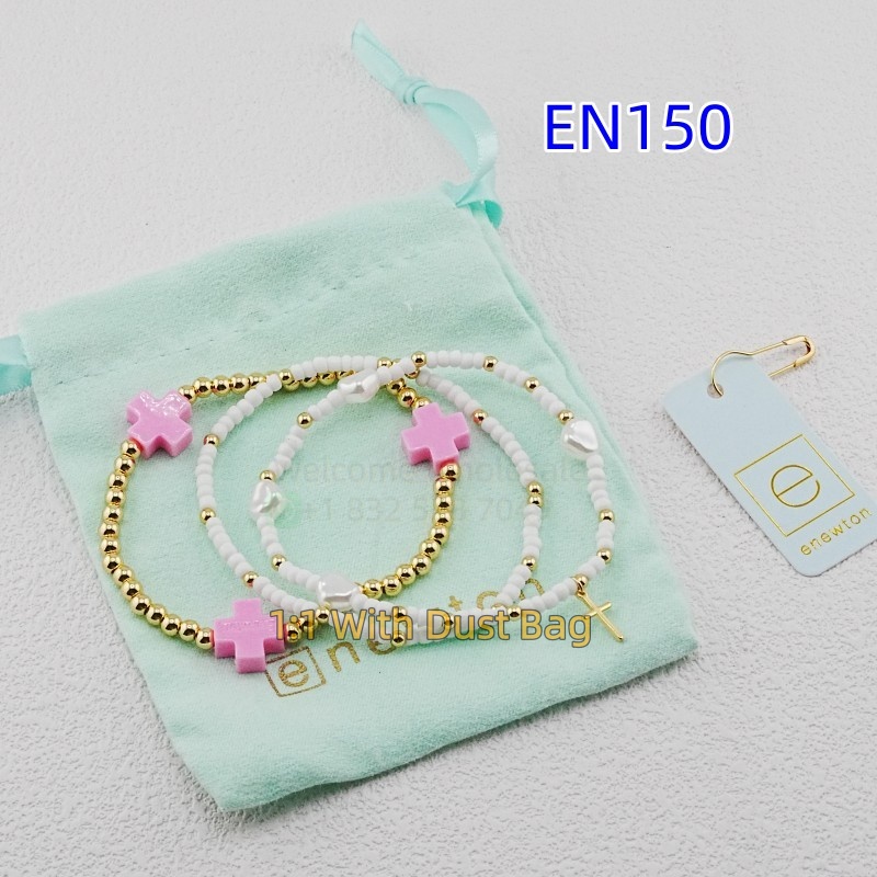 1:1 E-Newton Brand Gold Beaded Cross Bracelet Jewelry Bijoux de Luxe Birthday Christmas Gift EN150