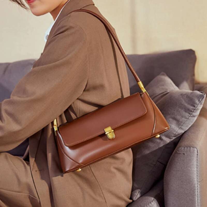 Designer Bag 2025 Burminsa Cowhide Genuine Leather Underarm Shoulder Bags For Women 2025 Designer Tote Purses French Style Ladies Handbags Luxury Bag
