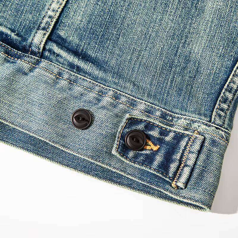 High Quality Men's Casual Vintage Washed Distressed Button up Work Denim Jacket