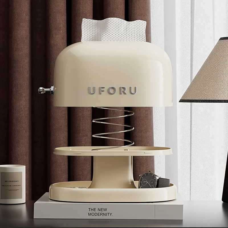 1pc Retro Tissue Box Double-layer Tissue Boxwith Storage Tray Jewelry Watch Organizer Home Living Room Desktop Napkin containerM251124