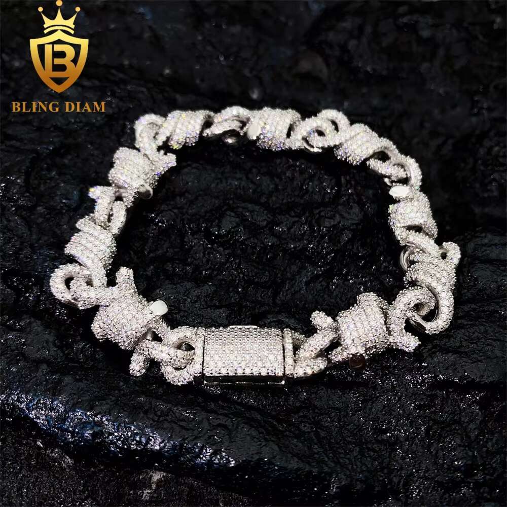 Fashion Style Luxury Design Jewelry 925 Sterling Silver Gold Plated VVS Moissanite Cuban Link Chain Bracelets