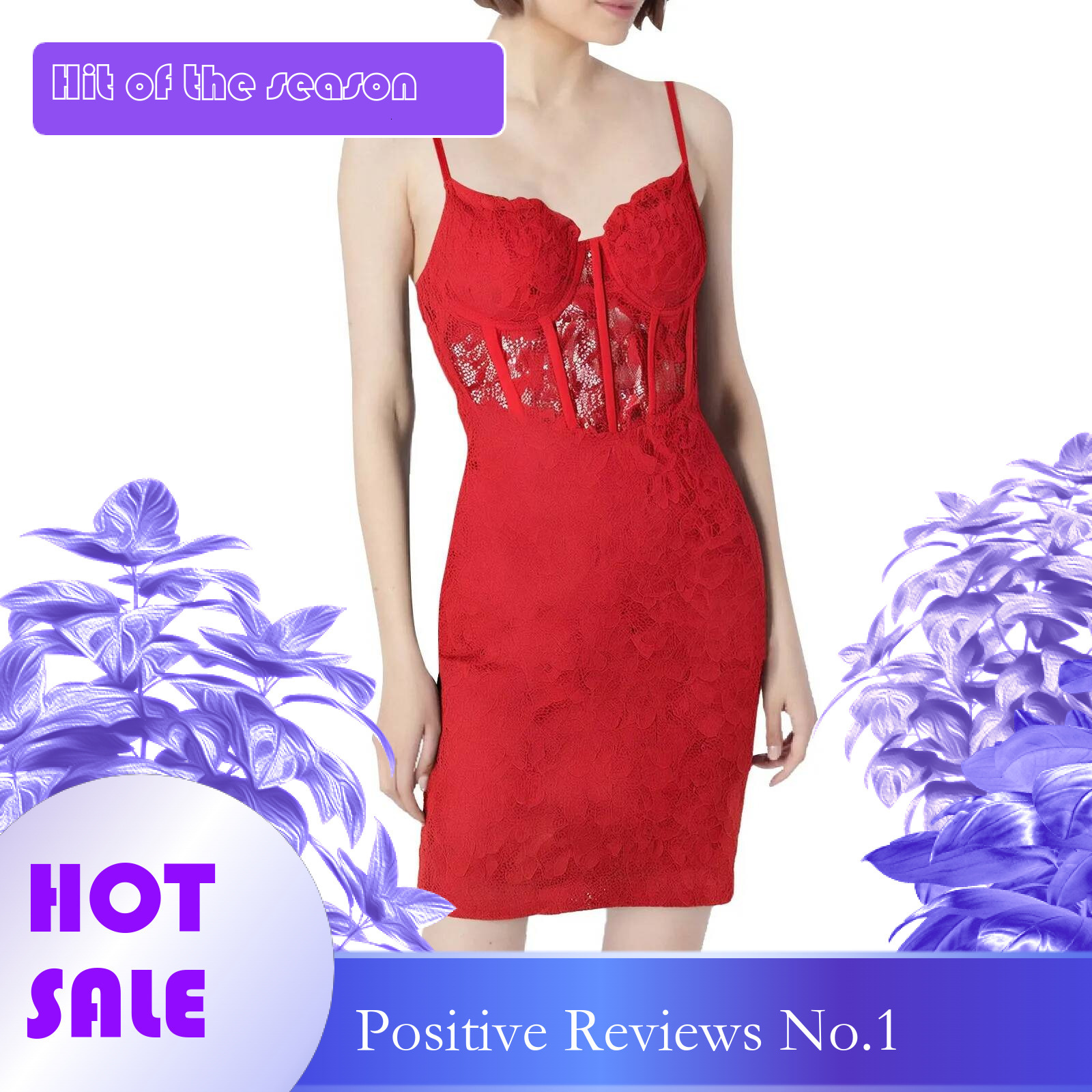 Dongdumaoyi Womens Floral Lace Dresses Elegant Cocktail Party Evening Dress Sexy V Neck Hollow Out Strap Bodycon Clubwear Mini