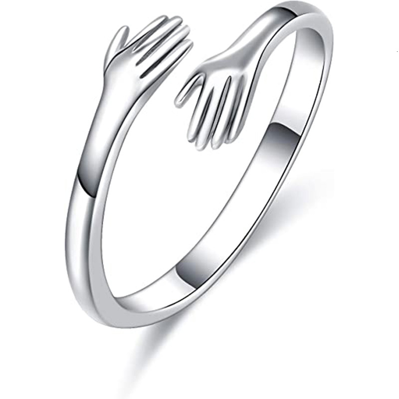 Top Source, niche design, love, warm embrace, titanium steel ring, popular hug, couple, ring