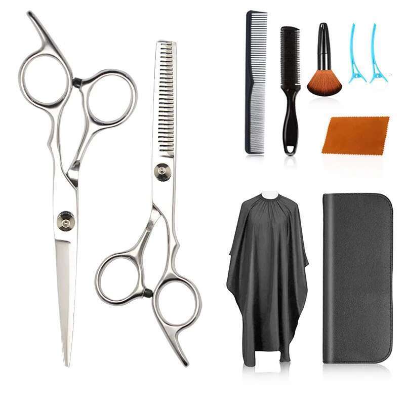 6 Inch Professional Barber Shop Stylist Straight Snips Thinning Suitable Home Use/Novice Hair Scissors Knife Set