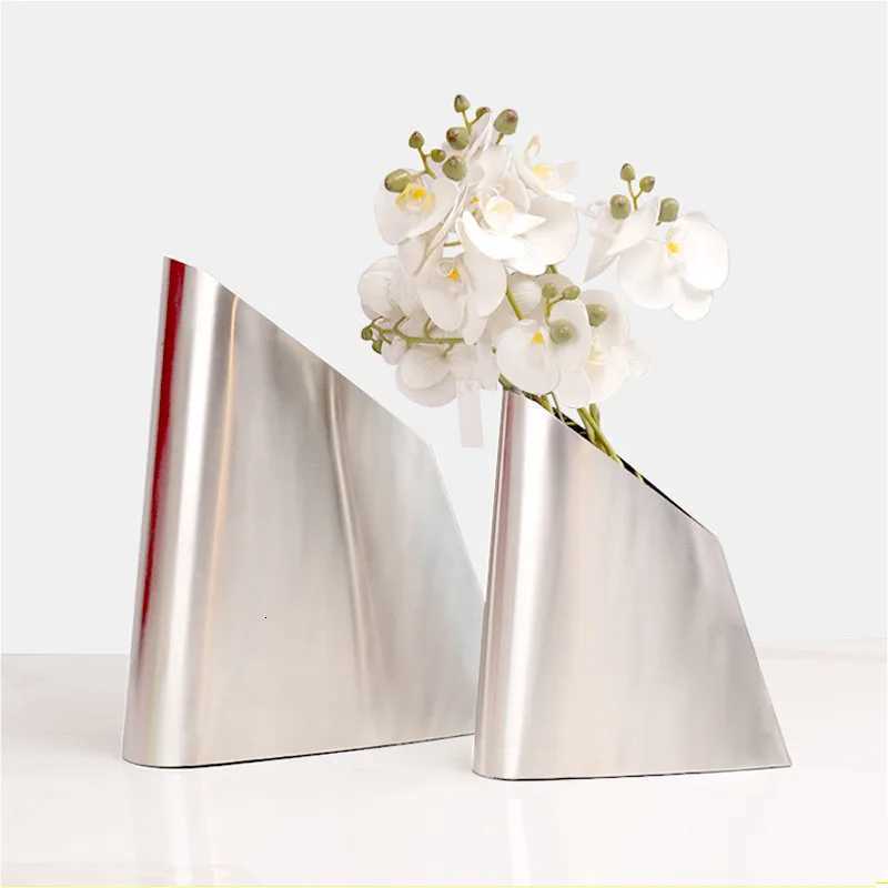 Luxury Cone-shaped Design Stainless Steel Vase Living Room Flower Arrangement Desktop Decoration Home Decor Accessories C251124