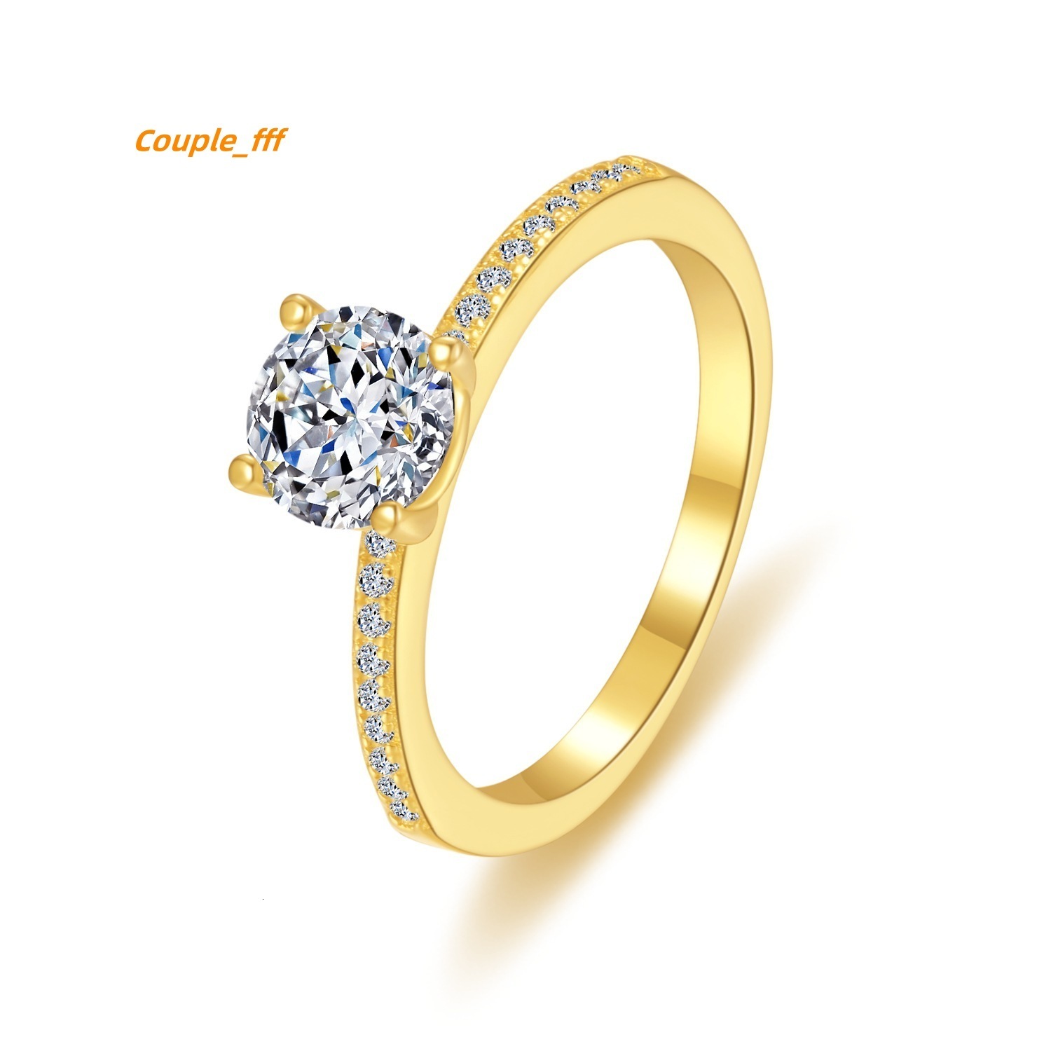 Classic Diamond Moissanite Wedding Ring Vvs1 d Color Round Shape 14 18k Gold Plating S925 Silver for Women Luxury Jewelry