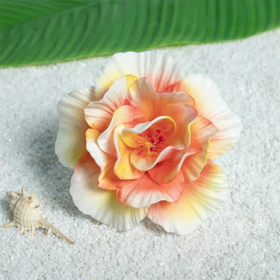 12CM Mixed 10 Colors Hawaii Style Multilayer Hibiscus Hair Flower Ear Side Stick for Fashion Women Beauty Girl Party Gifts 250420