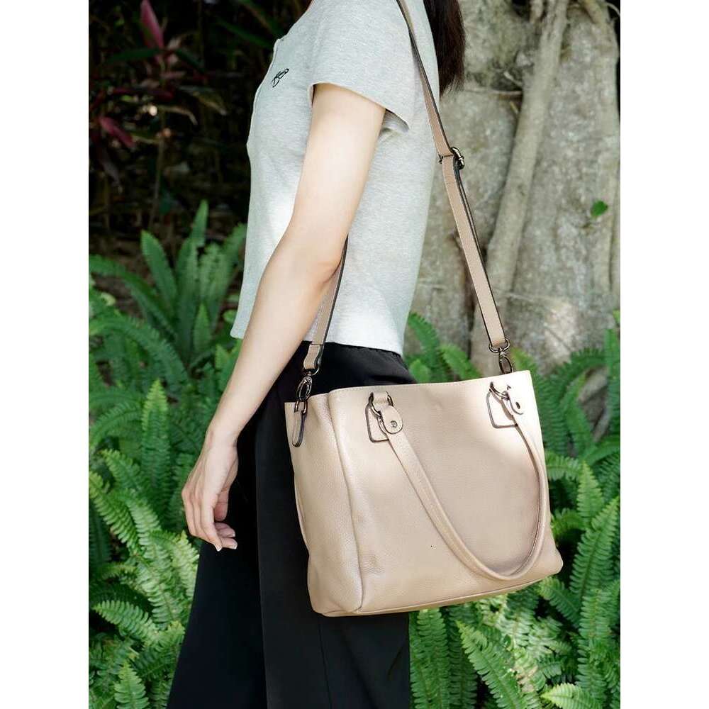 Designer Bag Zency Women Genuine Leather Bucket Shoulder Bags Multi Zipper Pockets Casual Handbags Crossbody Purses Ladies Tote Bag