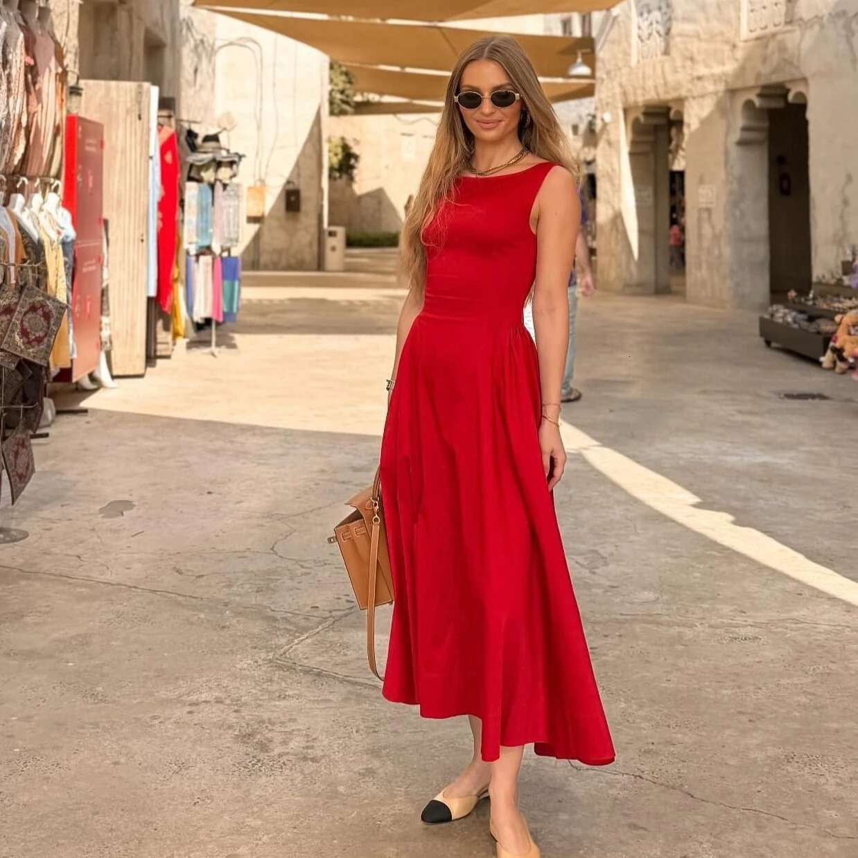 Suninheart 2025 Elegant And Beautiful Women's Red Sleeveless New Year Party Dresses Sexy Casual Birthday Dress