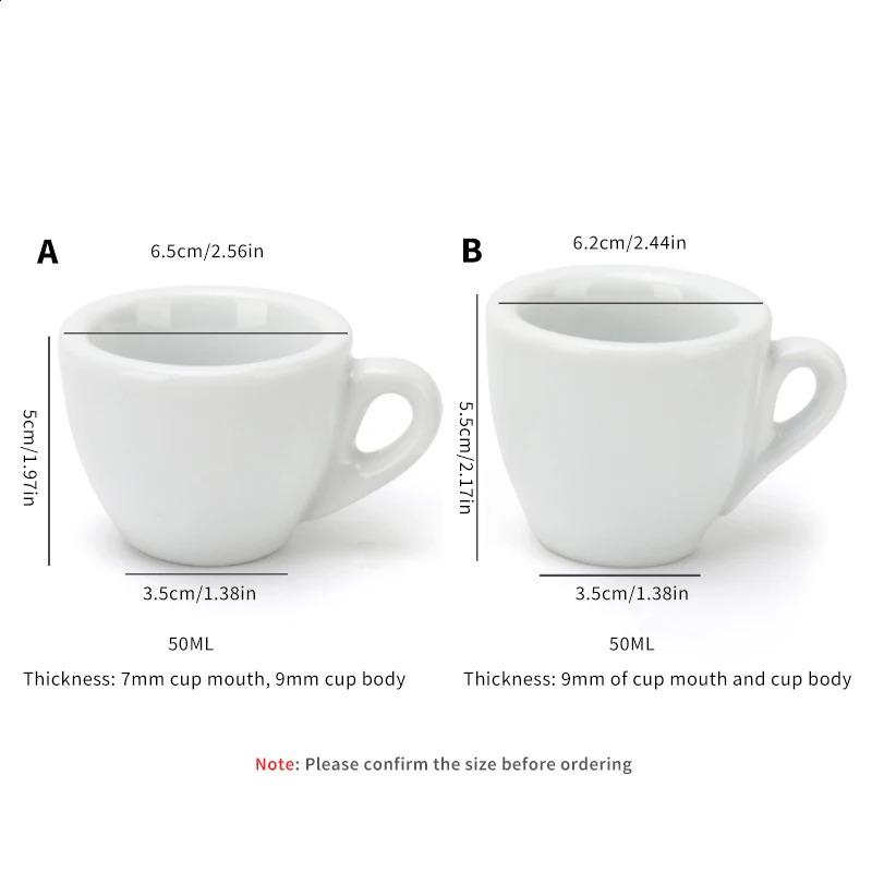 50ML Ceramic Espresso Cups Pure White Minimalist Espresso Mugs and Saucers 9mm Thick Design Perfect for Espresso Machine 250520