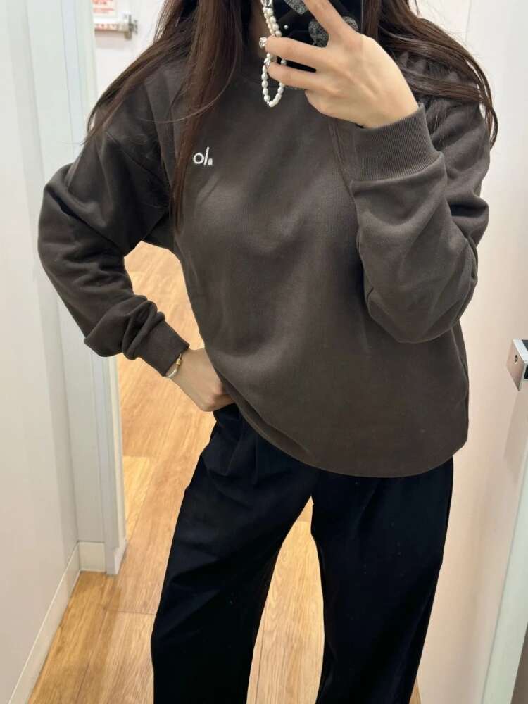 Spring Black Red Round Neck Sweatshirts Simple Classic Letter Loose Casual Sports Fashion Trends Solid Long Sleeves Top