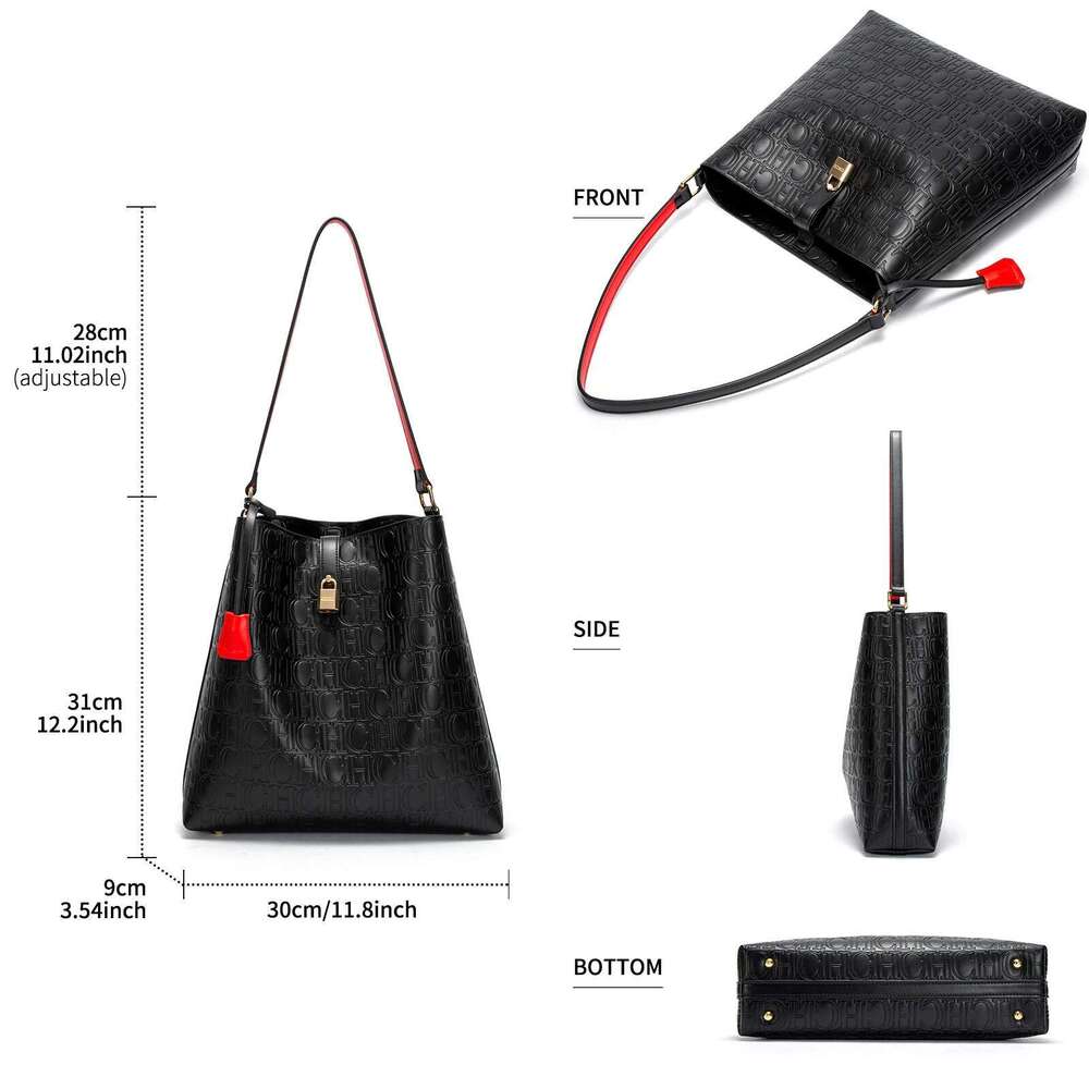 Seasonal New Retro Classic Women's Shoulder Bag Pure Colour Simple Letters Printing Large Capacity Versatile Style