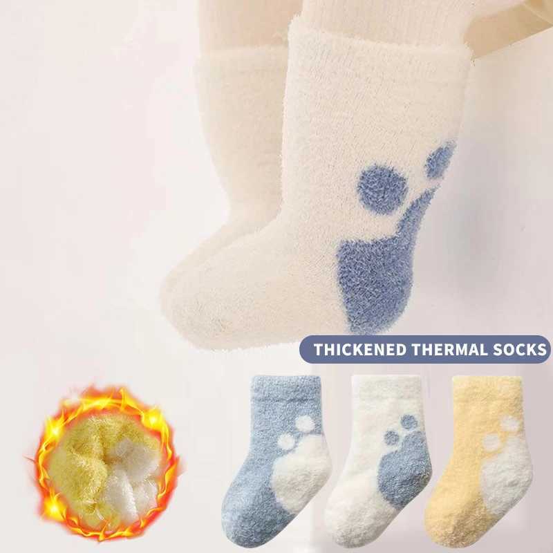 3 Pairs Winter Autumn Toddler Baby Mid-calf Socks Warm Thicken Unisex Casual Soft Indoor Home Cozy Elastic Underwear for Baby G251124