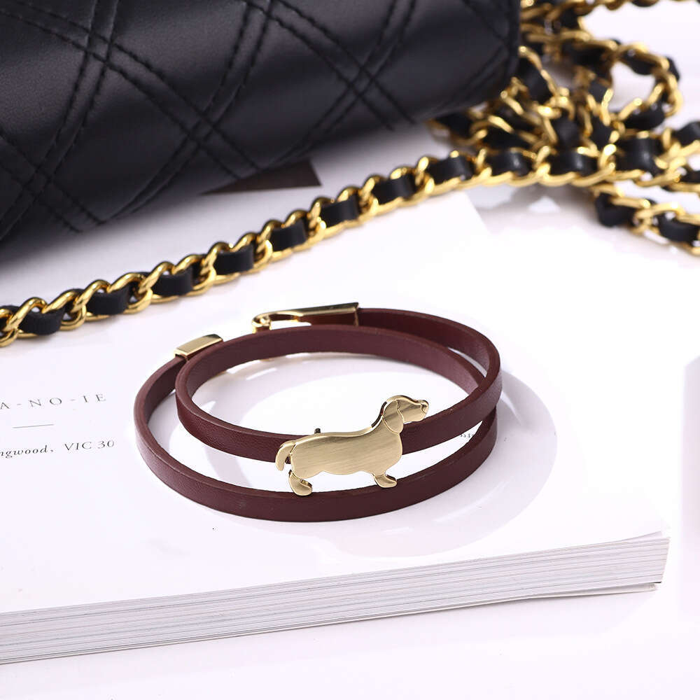 Qino Boutique Women's Leather Simple and Versatile Student Creative Handicraft Alloy Bracelet