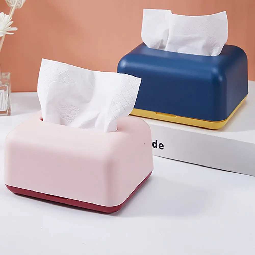 Fashion Plastic Napkin Holder Simplicity Large Storage Tissue Case Solid Color Car Tissue BoxM251124