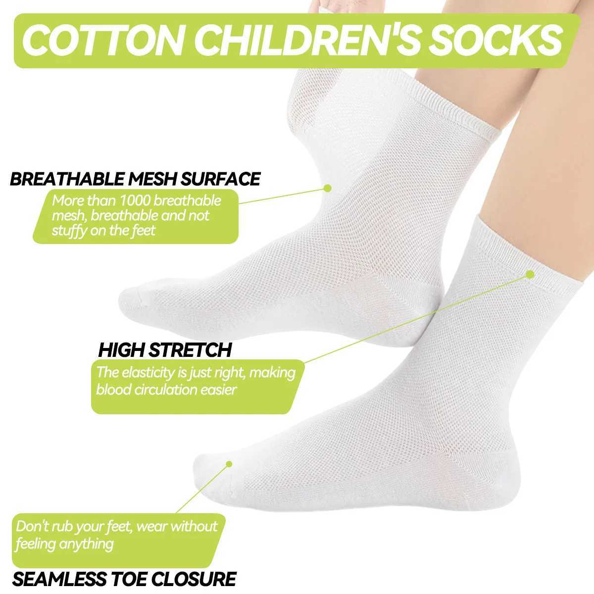 Childrens pure cotton seamless socksmesh thin mid-calf style for summer suitable for students to wear to school for sports G251124