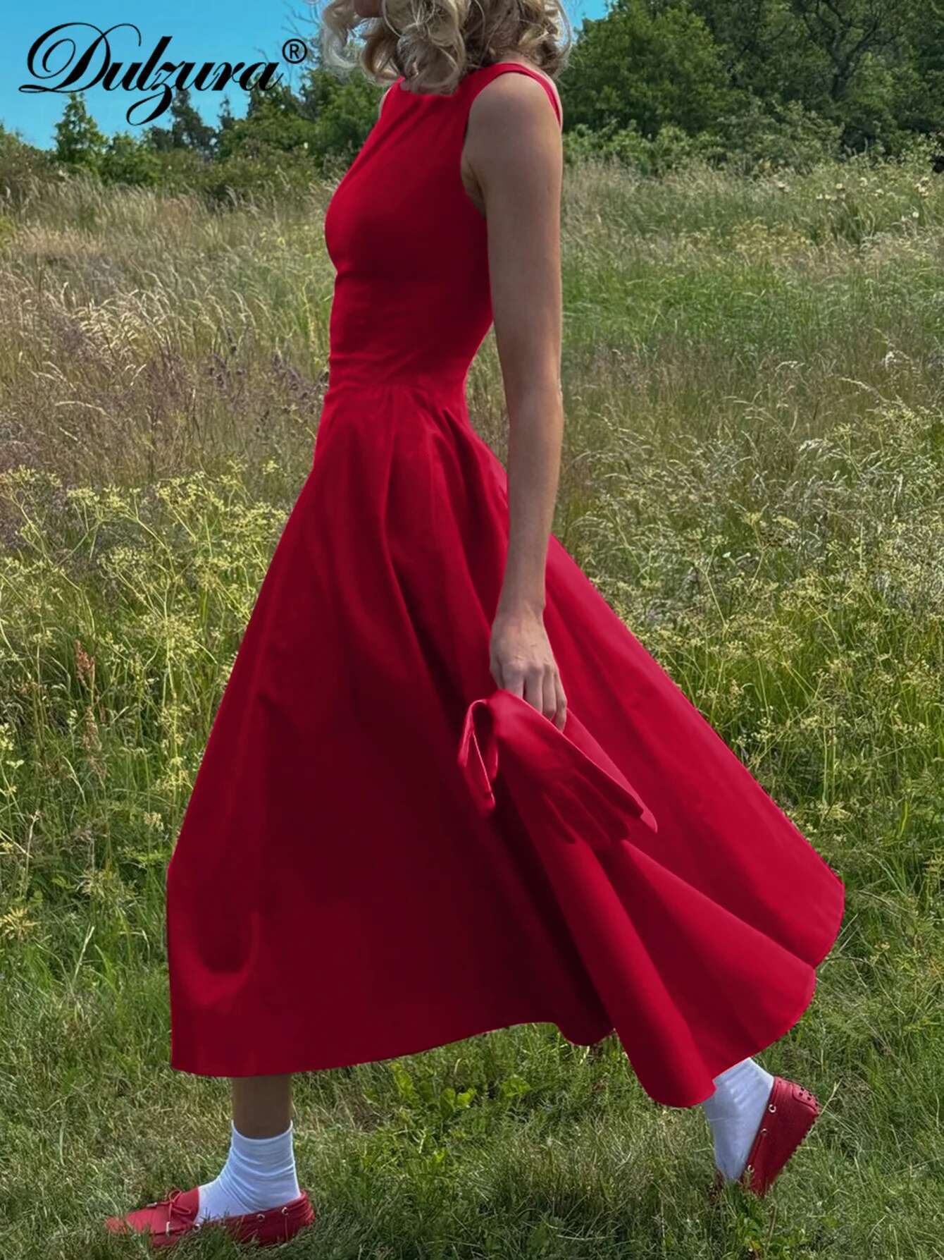 Dulzura Sexy Elegant Midi Dress Backless Solid Ruched Women Dresses Lady Evening Party Birthday Club Summer Y2k Clothes