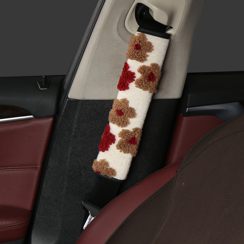 Flower Lamb Velvet Shoulder Pad Car Shoulder Pad Seat Belt Protector Popular Creative Breathable and Comfortable 30cm Single Pack