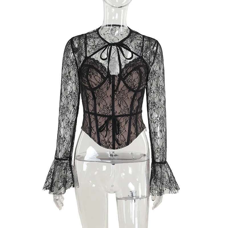 Dongdumaoyi Townlike Slim Bodycon Wrap Waist Lace Sexy Party Crop Women Corset Top Autumn Winter Streetwear With Ing Women S Tight Underwear