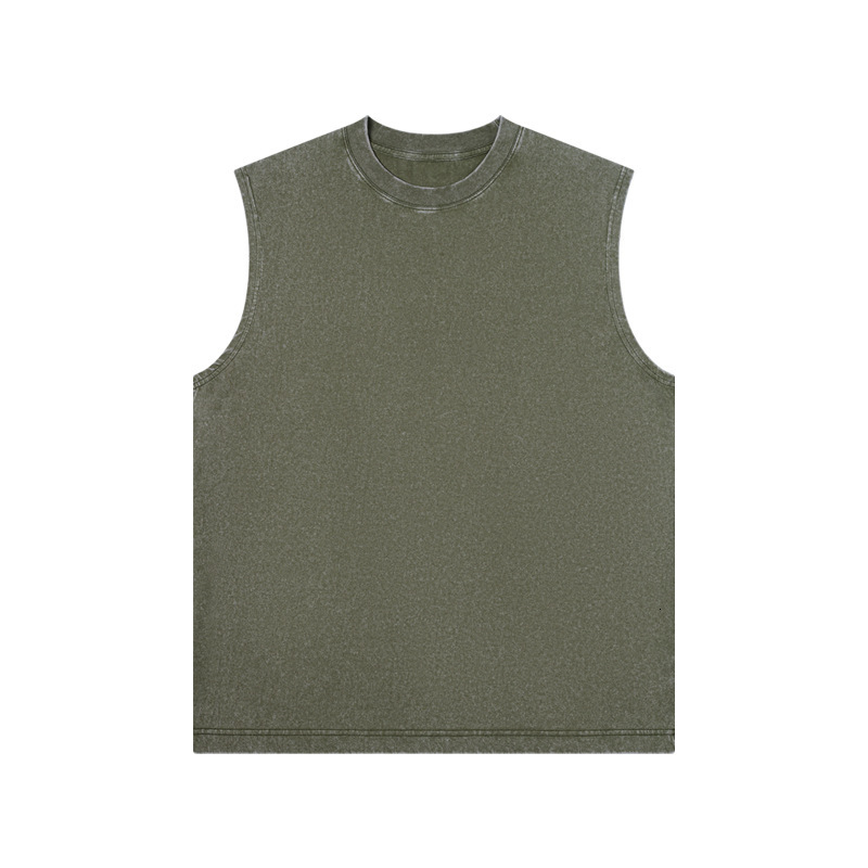 Vintage Sleeveless Vest 230G Pure Cotton Loose Fit Men's Refreshing And Breathable Camisole Casual Top Summer luanyun