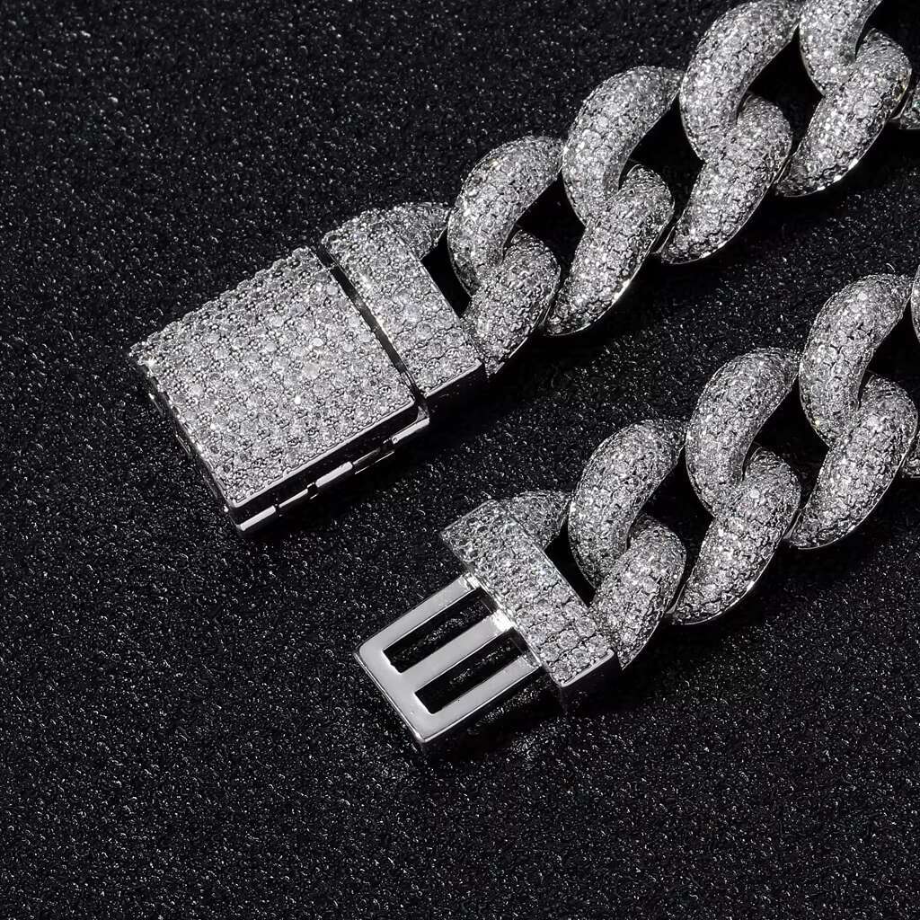 BES 15MM New Design Luxury Iced Out Hip Hop Jewelry Chunky Cubic Zirconia Stone Diamond Miami Cuban Link Chain Mens Jewelry