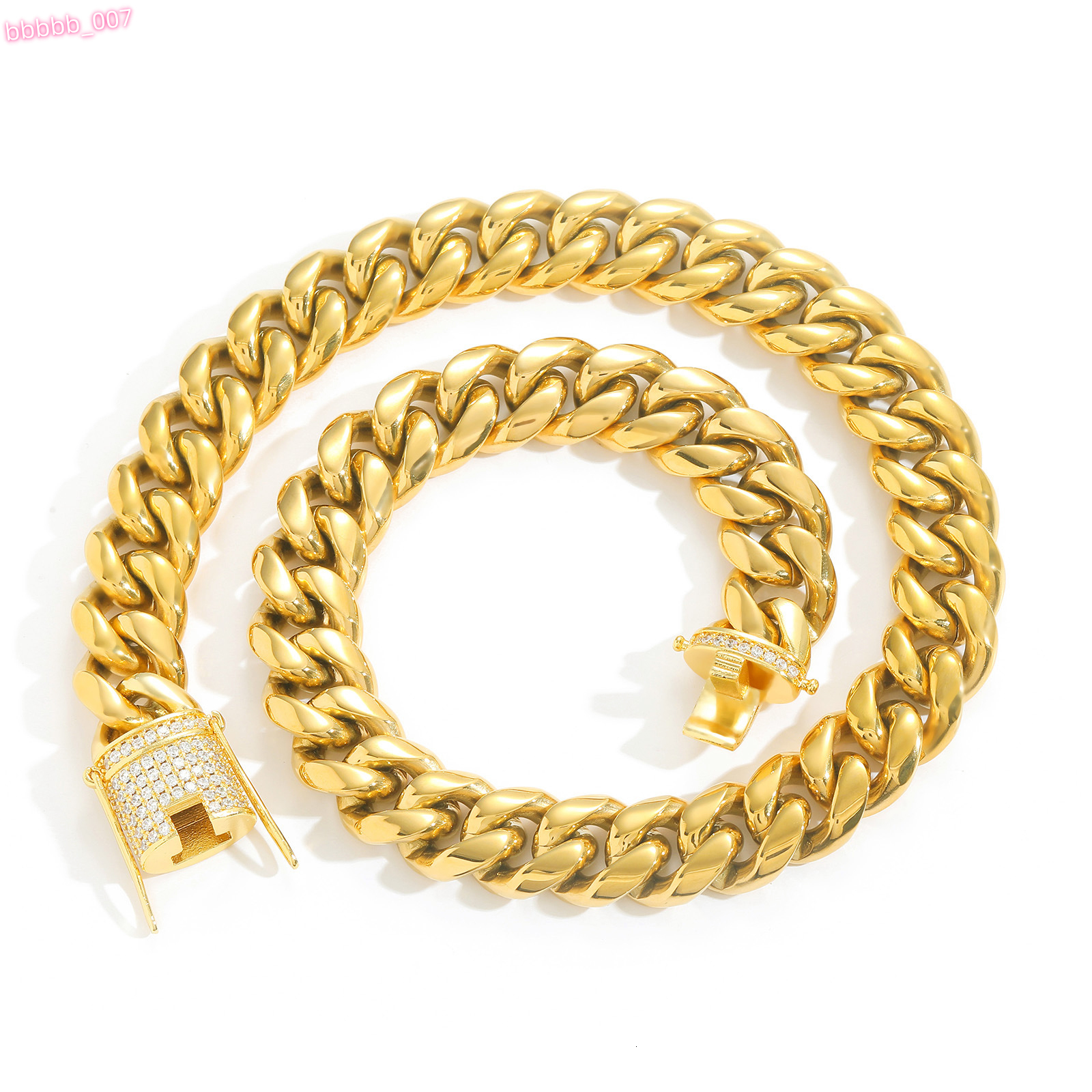 18k Gold Filled Chain Mens Gold Plated Cuban Necklace Stainless Steel Miami Chain Rappers Man Women Necklace
