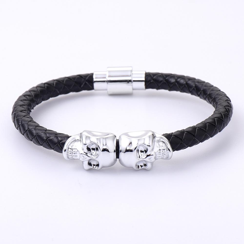 Skull Scalp Leather Bracelet Popular Men's Charm Bracelet Jewelry