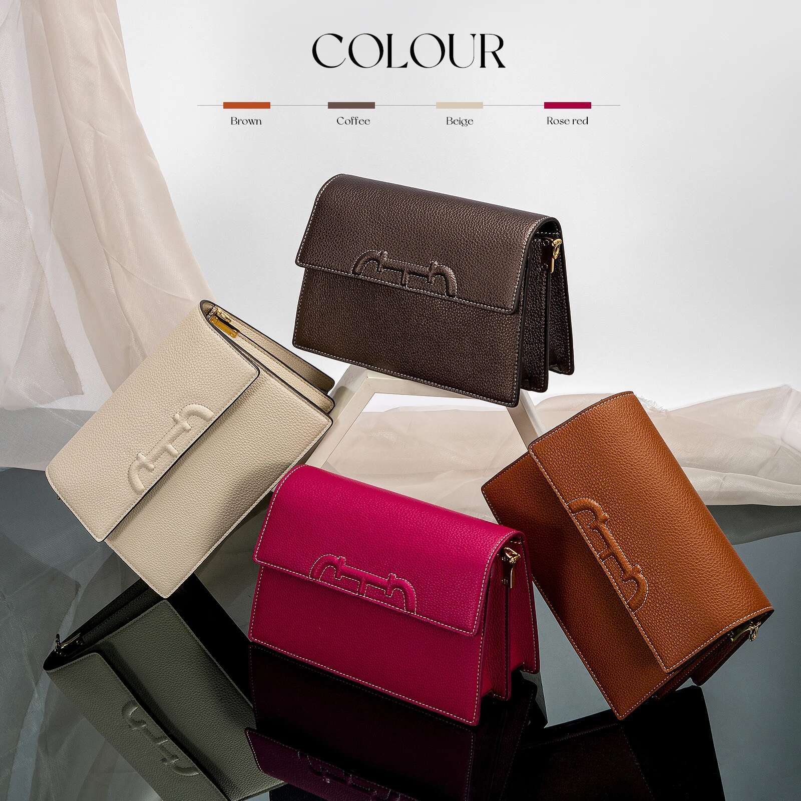 CHCH Women's Crossbody Autumn/Winter New Coffee Color Simple Organ Bag