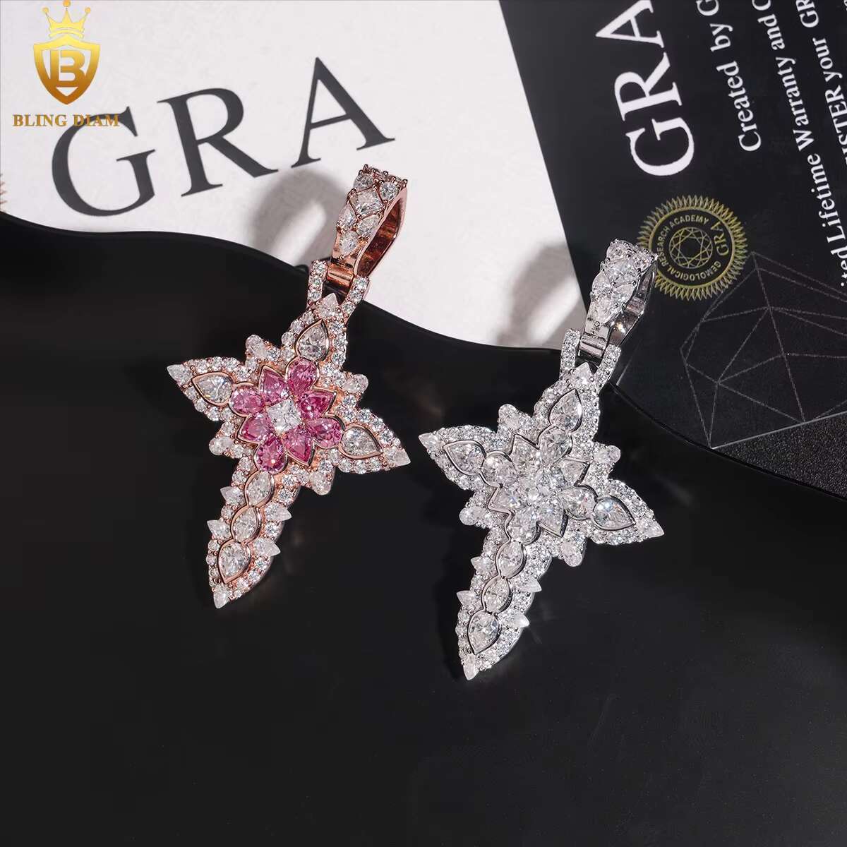 Hip Hop Jewelry 925 Sterling Silver Iced Out Vvs Moissanite Multi Style Collection Random Cross Pendant Charms