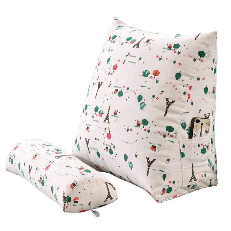 2025 new cotton and linen printed triangular cushion cylindrical pillow core triangular backrest triangular throw pillow medium G251124