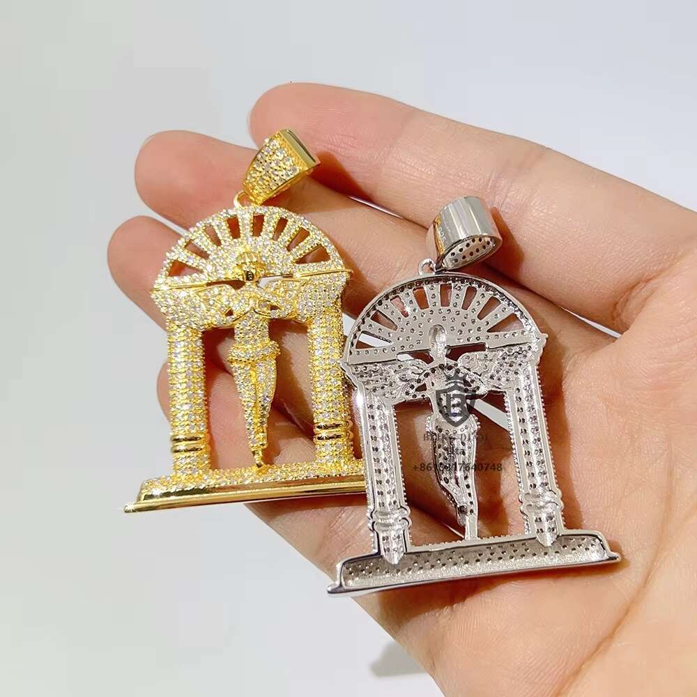 New Hot Selling Gra Vvs Moissanite Diamond Silver Stone Necklace Pendant Angel Jesus Christ Pendant