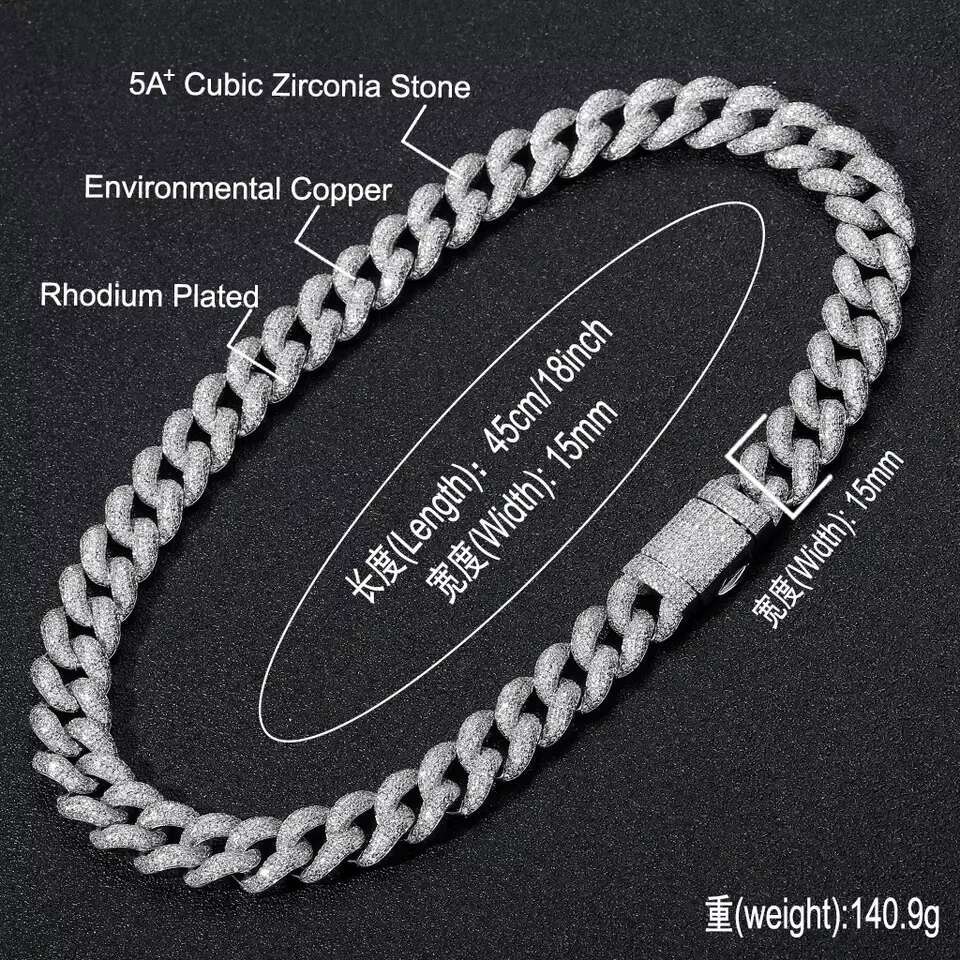 High Quality 14K Real Gold Plated Cuban Chain Hiphop Iced Out Cubic Zircon Cuban Links Diamond Brass Cz Diamond Bracelet