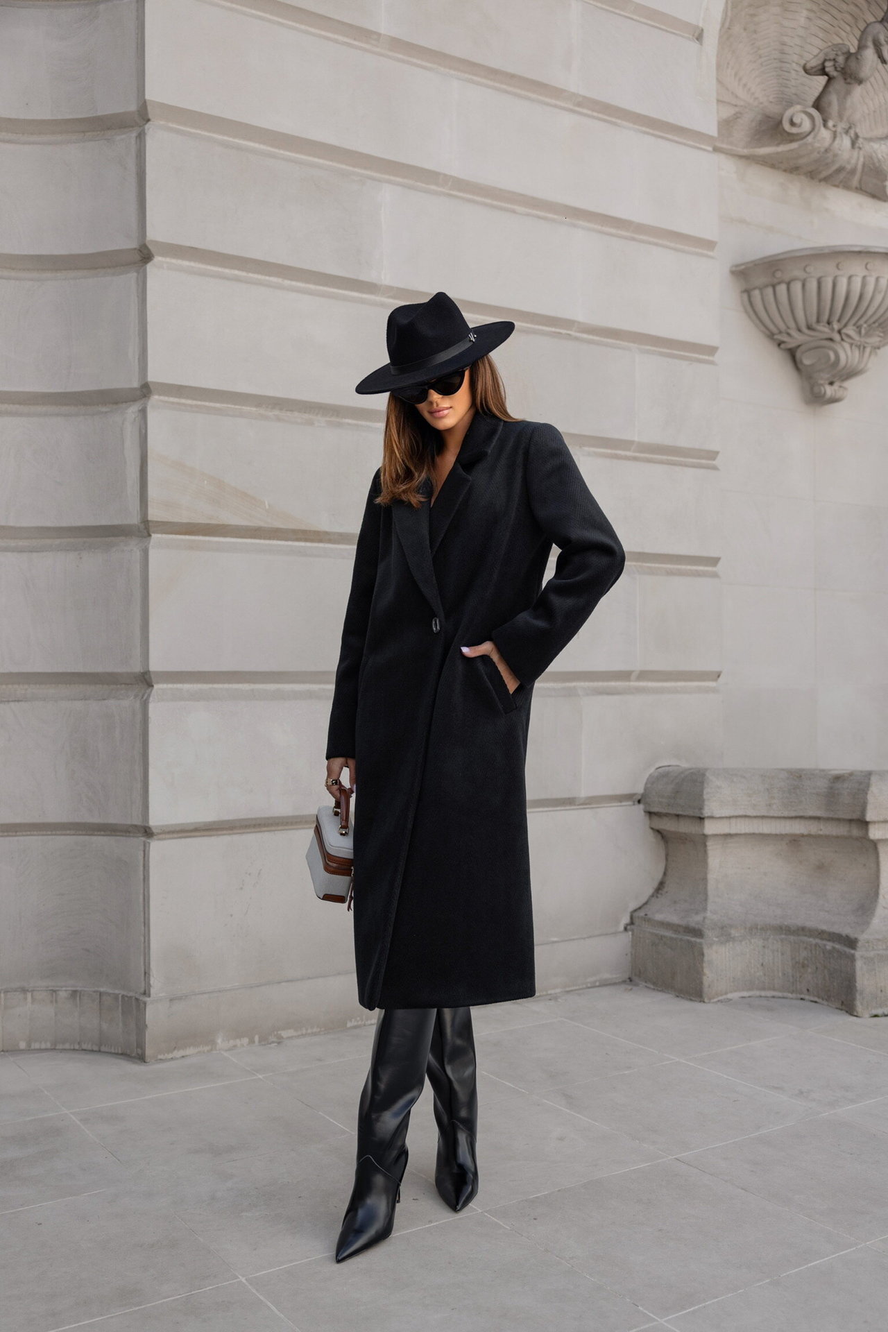 2024 Winter Simple Solid Color Long Sleeve Medium Long Woolen Coat Womens Wear