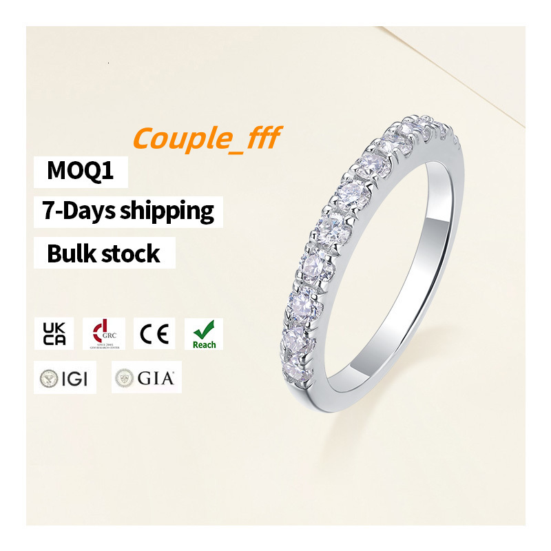 1 PCs to Customization Moissanite Jewelry 925 Silver 2.6g Round Cut Vvs Moissanite Stones Ring for Women/ Men with All Plating