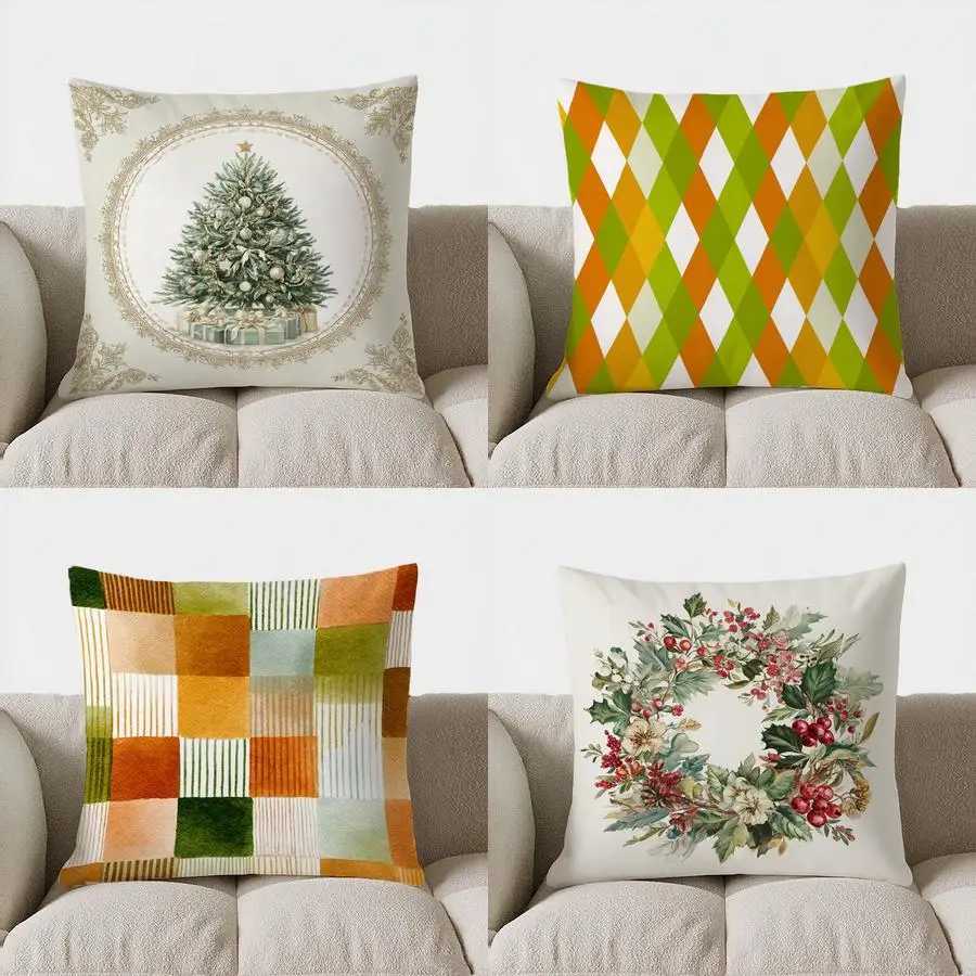 Christmas Tree With Gifts throw pillow cover with short plush print for living room sofa decoration cushion cover pillow covers G251124