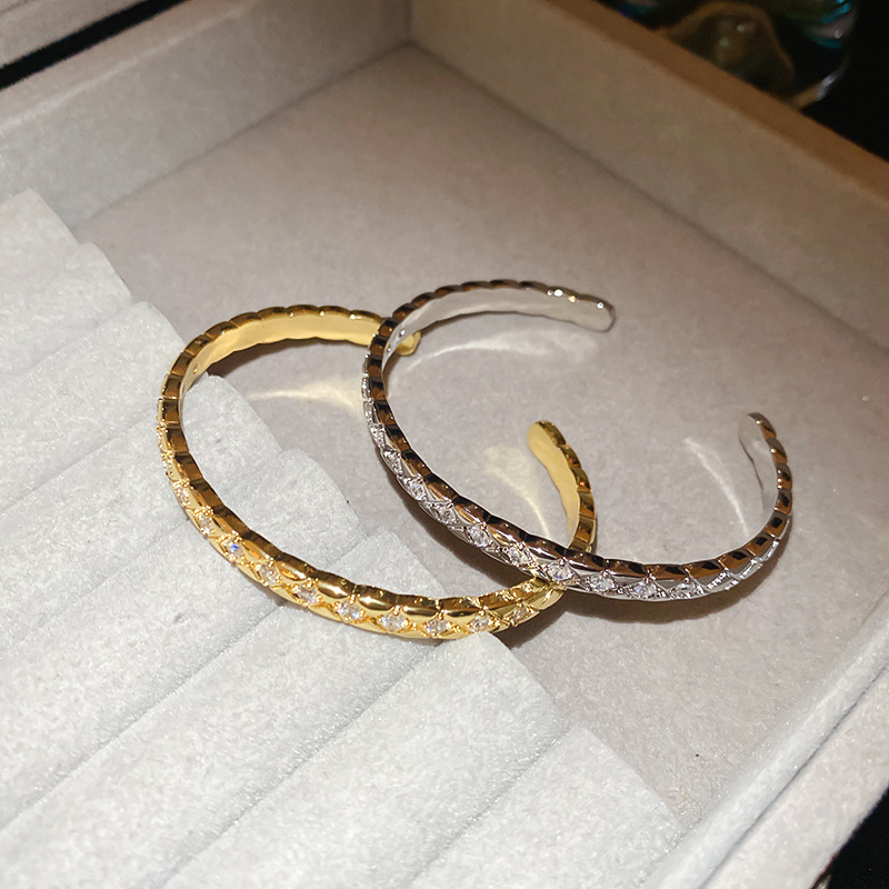 Real Gold Plated Zircon Open Fashion Versatile Commuting Bracelet for Women Elegant Niche Jewelry Light Luxury High-end Feel - view 7