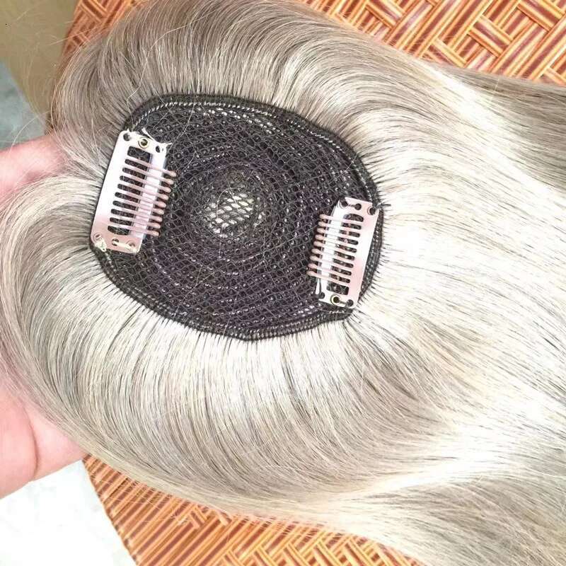 Vsrhair 45Cm Honey Blonde Human Topper Women Sewn With Two Clips 150% Density Invisible Toppers For Hair Loss