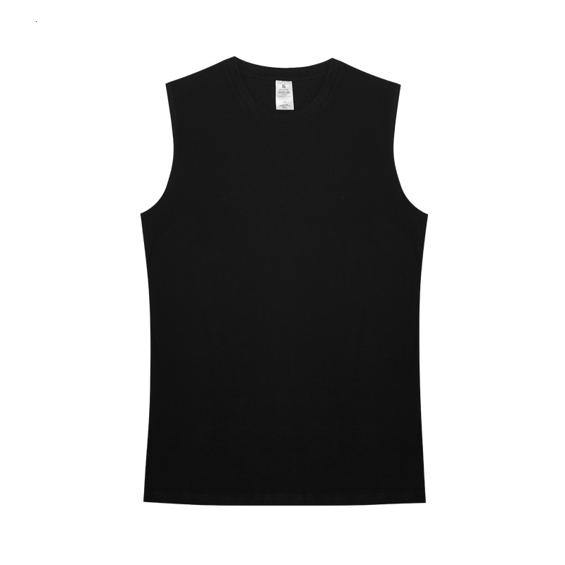 Solid Color American Style Amikaki Sleeveless T-Shirt With A Camisole Shoulder, Men's Sports And Fitness Vest, Pure Cotton White Short Sleeved Sw