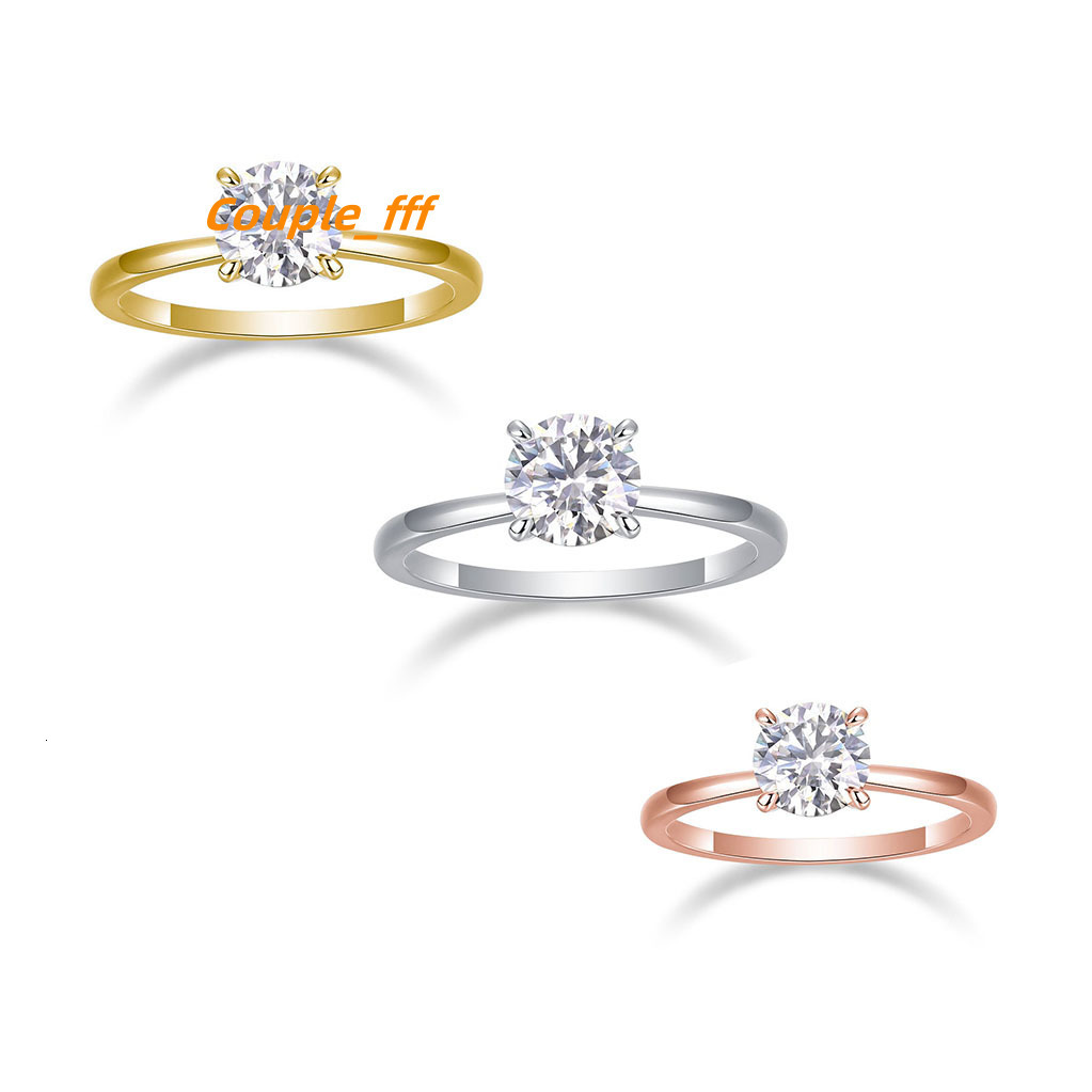 12939 1ct /2ct /3ct Round Cut Moissanite Engagement Ring for Women - 18K Gold Plated Solitaire Ring Elegant Promise Ring