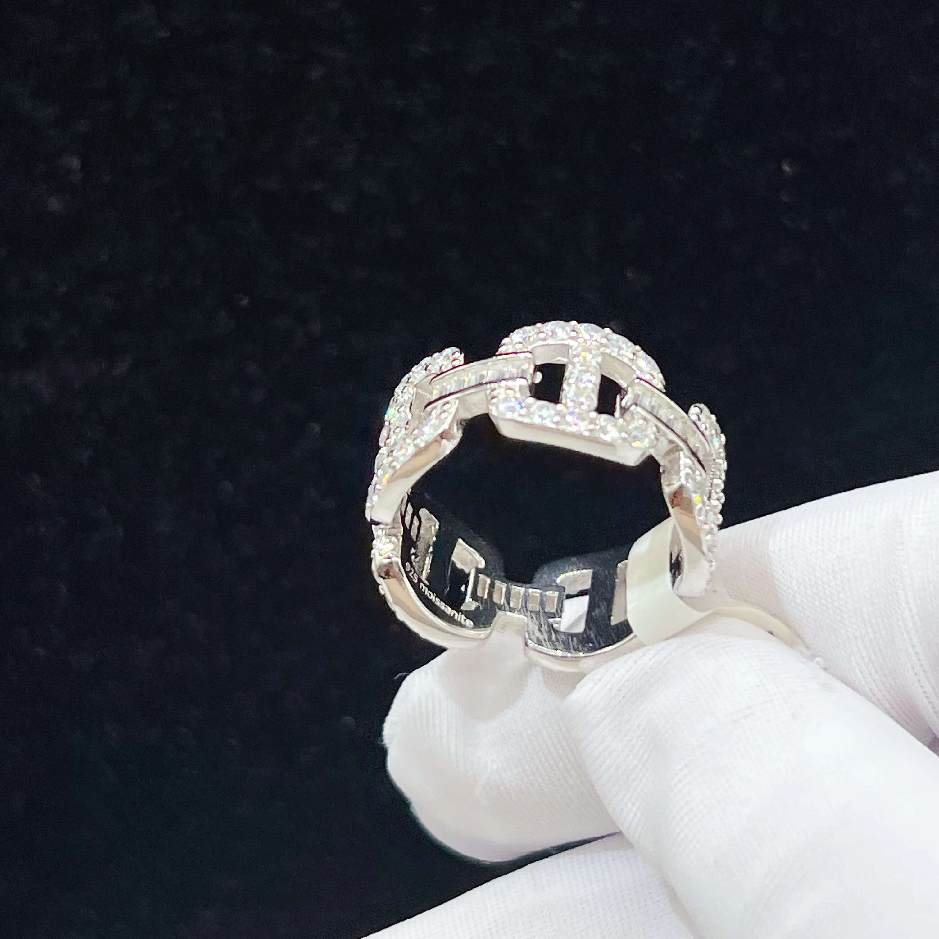New Fashion Pass Tester Diamond Gold Plated Ring Iced Out Hip Hop Luxury Moissanite Jewelry Ring