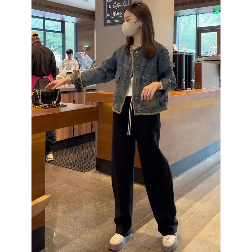 Designer Clothes Women's New Spring And Fall Denim Round Neck Burlap Vintage Washed Do Old Loose Thin Meilad Top Coat Jacket Casual