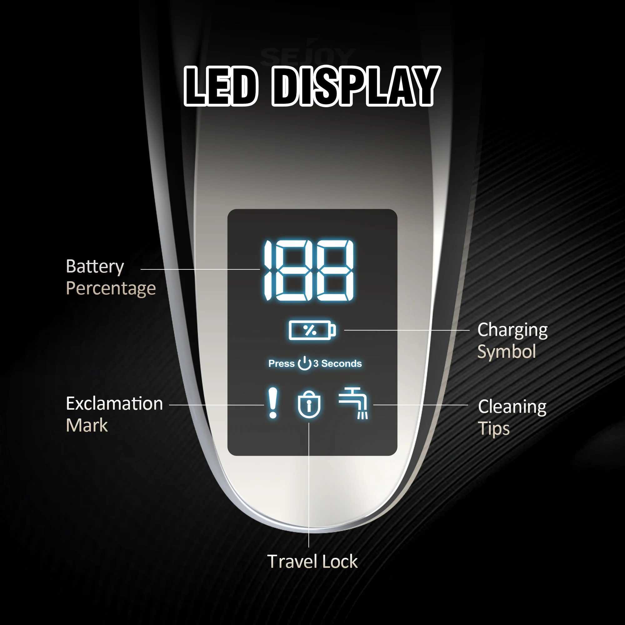 SEJOY 3D Electric Shaver for men Smart Razor for Beard Trimmer IPX7 Waterproof Wet Dry Shaving Machine Gifts L251124