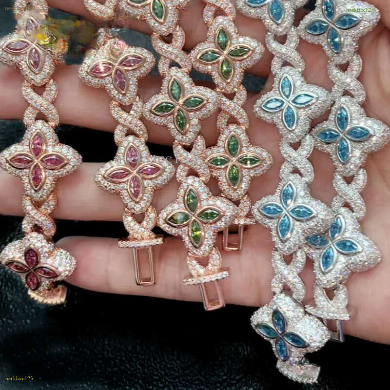 Best Selg Hip Hop Rapper Clover Bracelets Sterg Sier VVS Moissanite Infinity Cuban k Bracelet Fine Jewelry