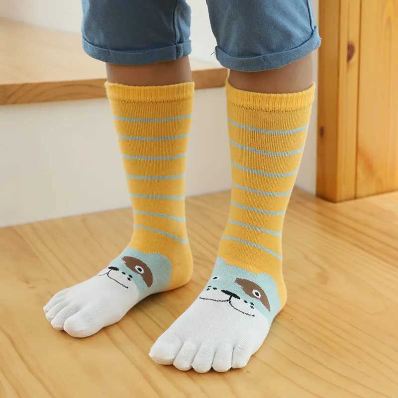 3 Pairs 3-12y Kids Toe SOCKS Girls Boys Five Finger SOCKS Autumn Winter High Tube Cotton Crew SOCKS Cute KAWaii G251124